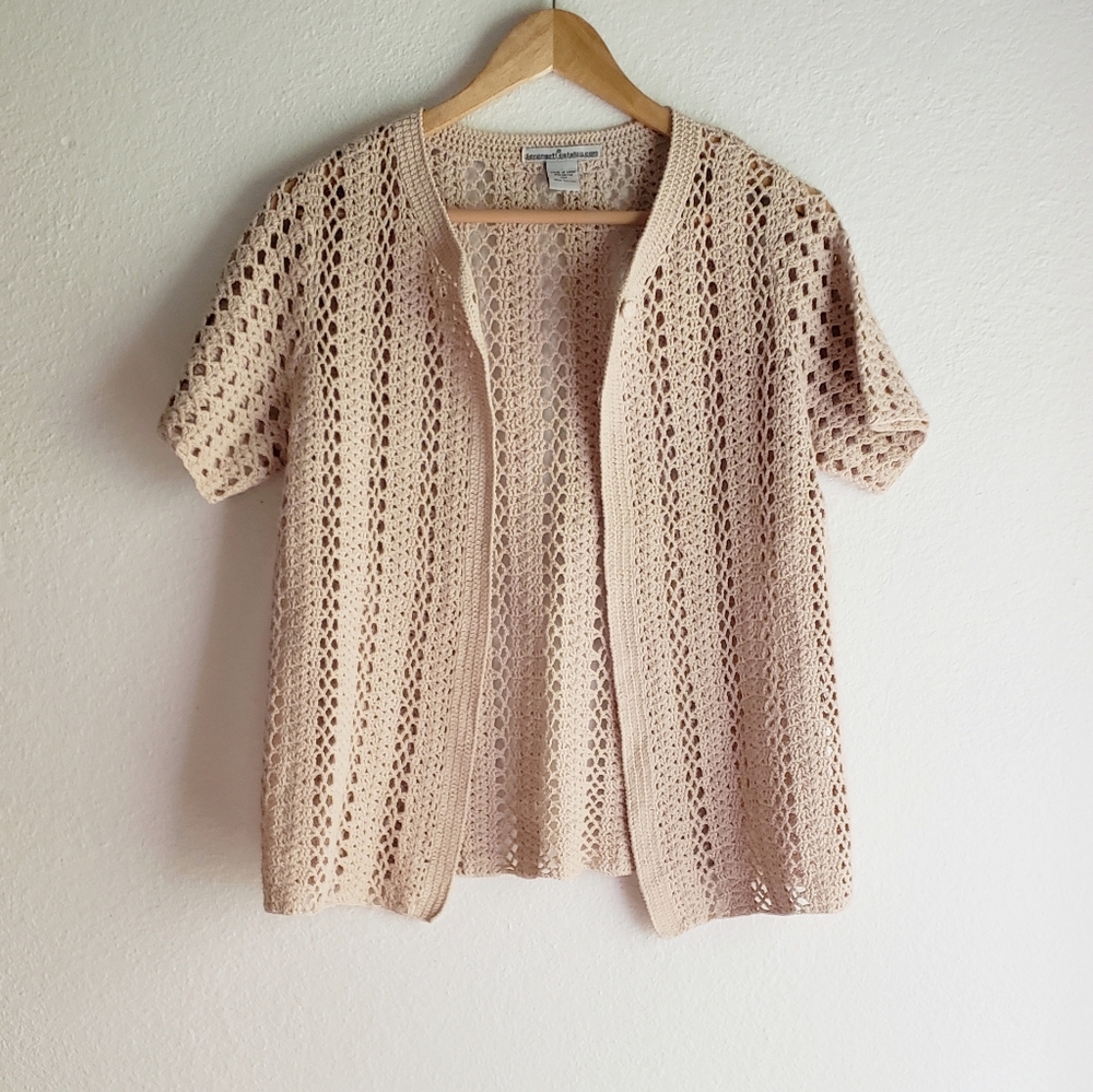 Serengeti Boho Cotton Open Knit Crochet Cardigan - Picture 2 of 9